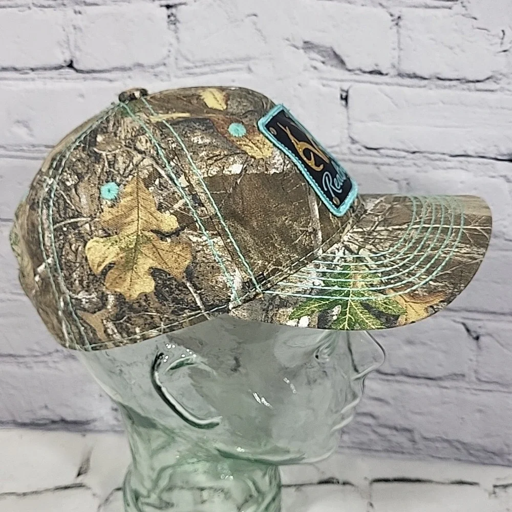 Realtree‎ Hat Womens One Size Camo Teal Glitter Brand Logo Patch Snapback Cap